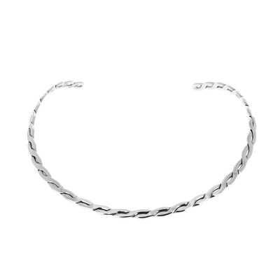Fine silver choker with two intertwined bands