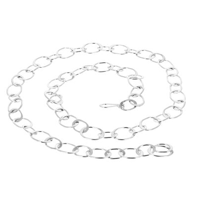 Very long smooth silver necklace