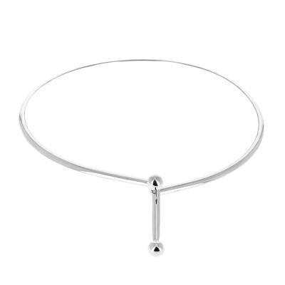 Silver choker closed in front by a rod and a ball