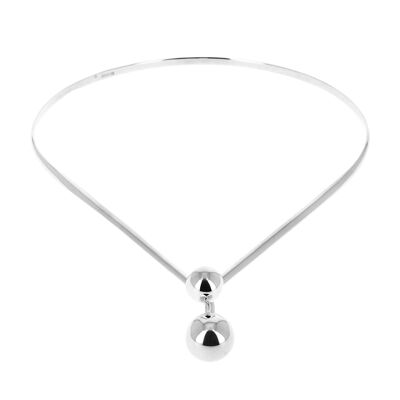 Silver choker closed by two balls
