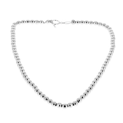 Collier de perles d'argent 0.8 cm de diamètre 48 Longueur