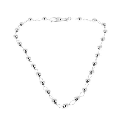 Silver necklace of round pearls 58 cm