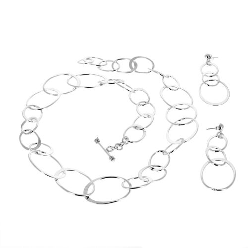 Collier argent anneaux et boucles d'oreilles