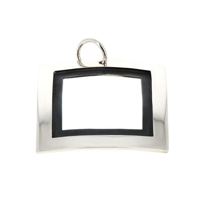 Smooth and oxidized square silver pendant