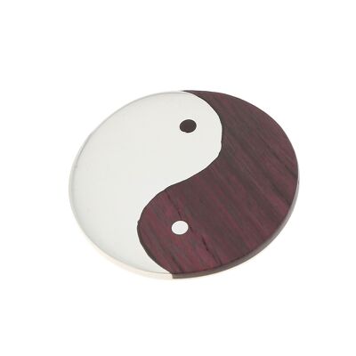 Ciondolo yin yang in argento e palissandro