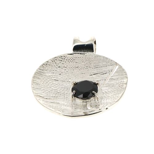 Pendentif argent rond avec onyx taillé