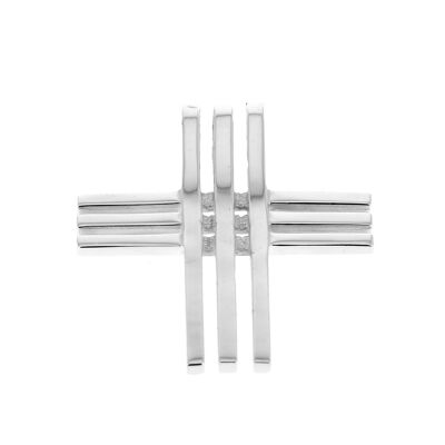 Silver cross pendant with three intertwined rods