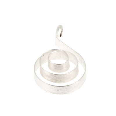 Spiral twisted stem brushed silver pendant
