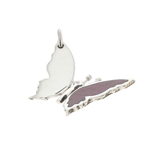 Pendentif argent et bois de rose papillon petites ailes