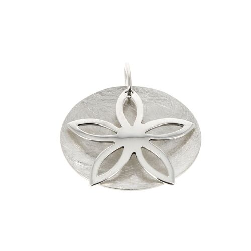 Pendentif en argent lisse et brossé petite fleur