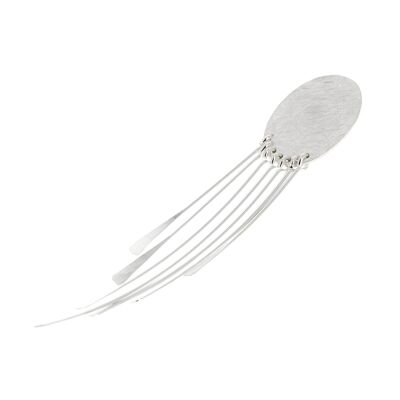 Pendente ovale in argento spazzolato e rami disuguali spet