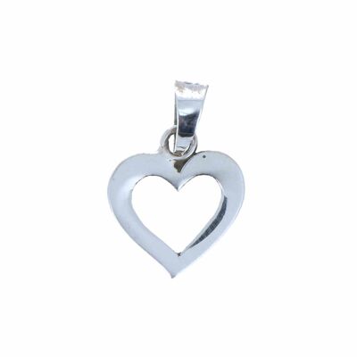 Solid silver hollow heart pendant