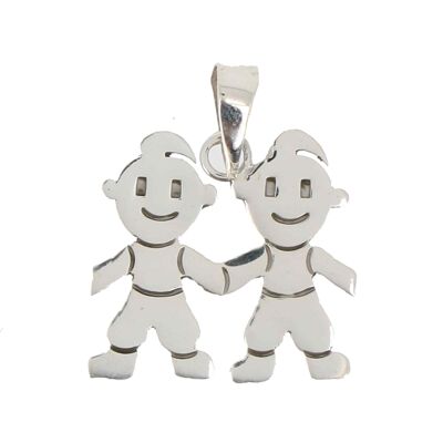 Two boys pendant in sterling silver