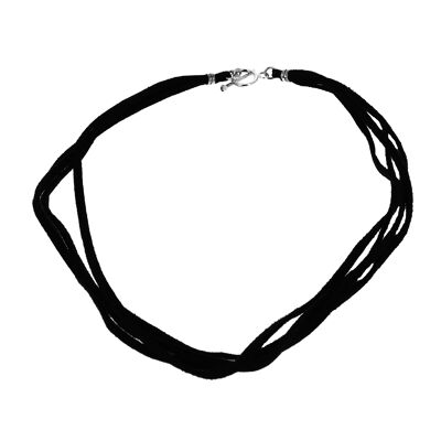 Halsband aus schwarzem Nubukleder mit vier Streifen