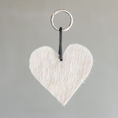Cowhide keychain heart