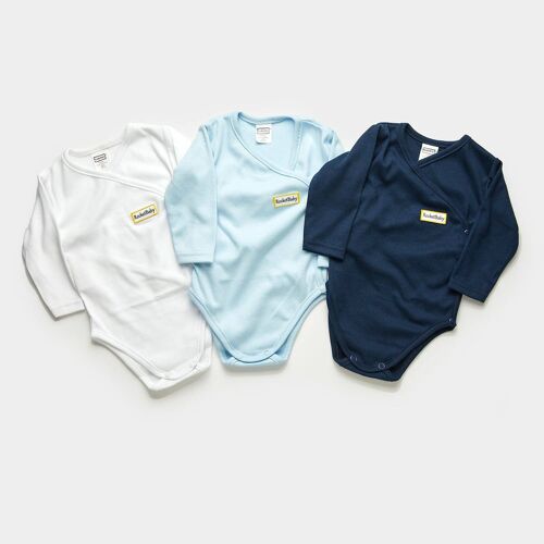 Set 3 Bodysuits Long Sleeve Blue Boy