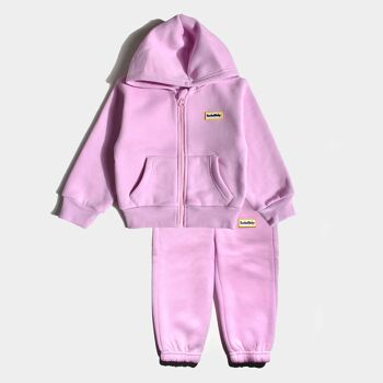 Ensemble Combinaison Bébé avec Zip et Capuche Rose 2