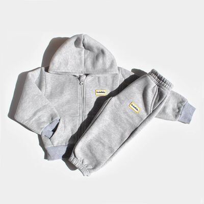 Baby Jumpsuit Set with Zip and Hood Grey