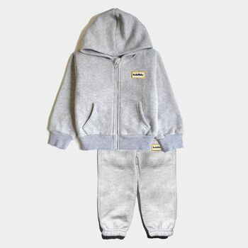 Ensemble Combinaison Bébé avec Zip et Capuche Gris 2