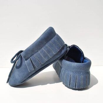 Mocassins Semelle Souple À Franges Bleu 4