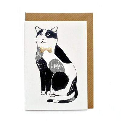 Calico Cat card with Gold Foil Bow Tie