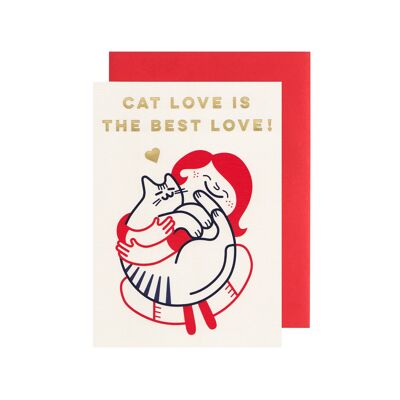 Cat Love is the Best Love! Gold Foil Cat Hug card
