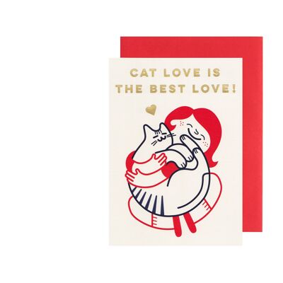 Cat Love is the Best Love! Gold Foil Cat Hug card