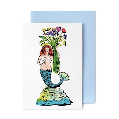 Mermaid with Flowers card