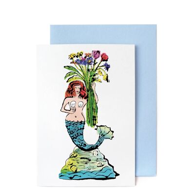 Mermaid with Flowers card