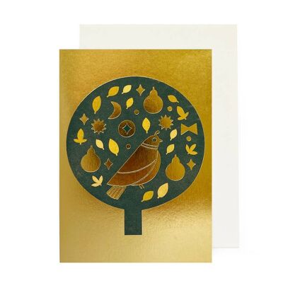 PARTRIDGE IN PEAR TREE gold foil detail luxe Christmas card