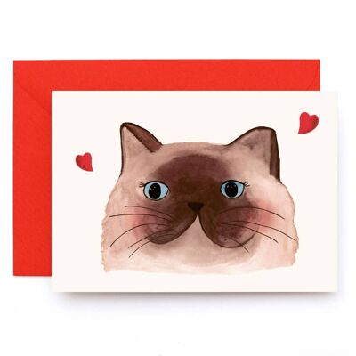 Swooning Kitty Love Hearts Cat Card
