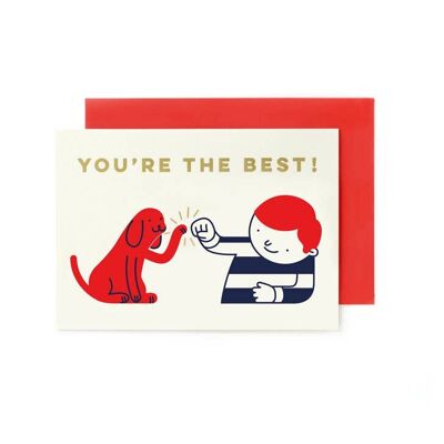 You're The Best! Gold Foil Dog Fist Bump Blue/Red