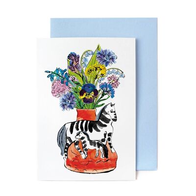 Zebra Mother + Child with Flower Posy