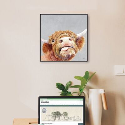 Wall Art Board, Highland Cow, Baxter, by Jane Bannon
