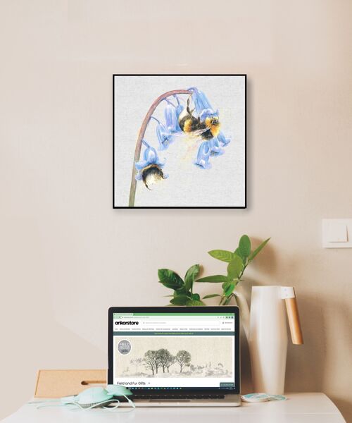 Wall Art Board, Bee on Blubell, by Jane Bannon