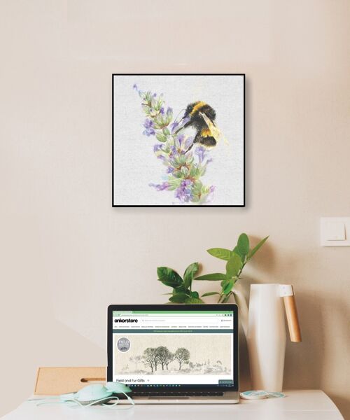Wall Art Board, Bee on Lavender, by Jane Bannon