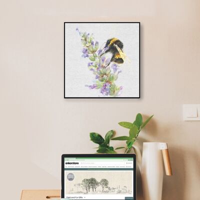 Wall Art Board, Bee on Lavender, by Jane Bannon