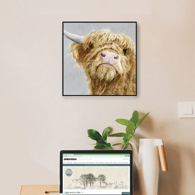 Wall Art Board, Highland Cow, Donald, by Jane Bannon