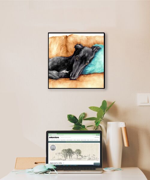 Wall Art Board, Greyhound,Whippet, Ebony, by Jane Bannon