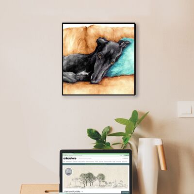 Wall Art Board, Greyhound, Whippet, Ebony, di Jane Bannon