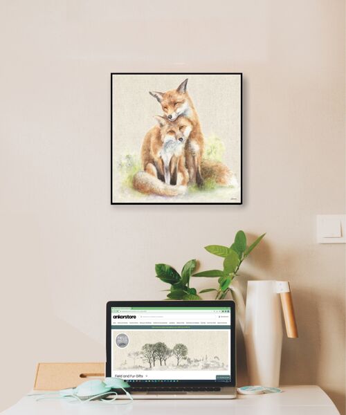 Wall Art Board, Foxes, Stand by me, by Jane Bannon