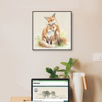 Wall Art Board, Foxes, Stand by me, by Jane Bannon