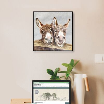 Tablero de arte para pared, Pareja de burros, Stan y Ollie, de Jane Bannon