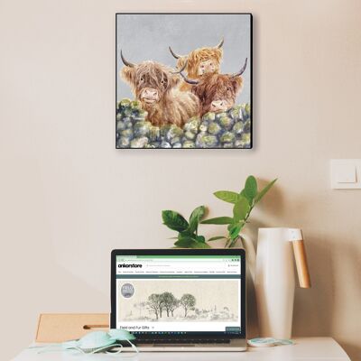 Tablero de arte para pared, Highland Cows, Village Gossip, de Jane Bannon
