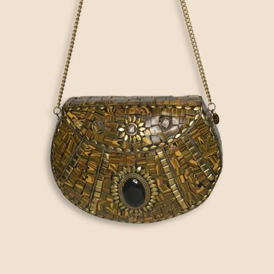 Mosaic Clutch Bag - RAMIRA - Brown