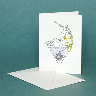 Greeting Card Unicorn-Martini-Lemon