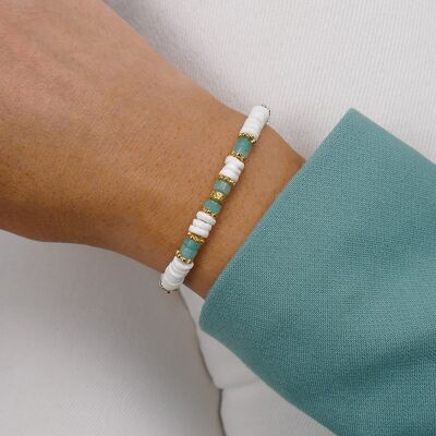 Bracelet GIGI blanc-turquoise
