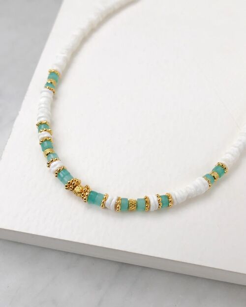 Collier GIGI blanc-turquoise