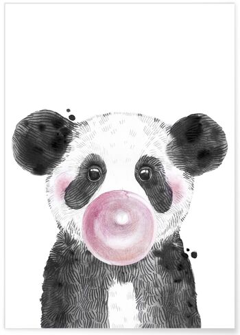 Affiche Bulle de Panda Rose 1