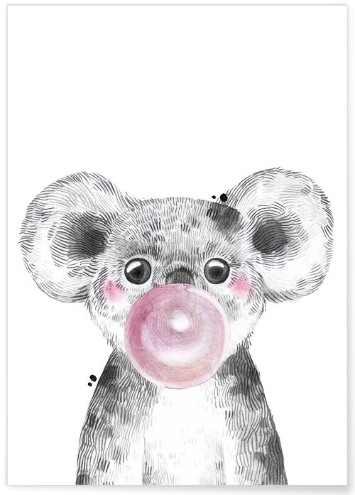 Affiche "Bulle de Koala Rose"